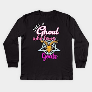 Just a Girl Who Likes Goats Funny Halloween Occult Kids Long Sleeve T-Shirt